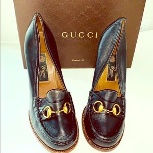 Gucci Nappa Charlotte Black Leather Heels